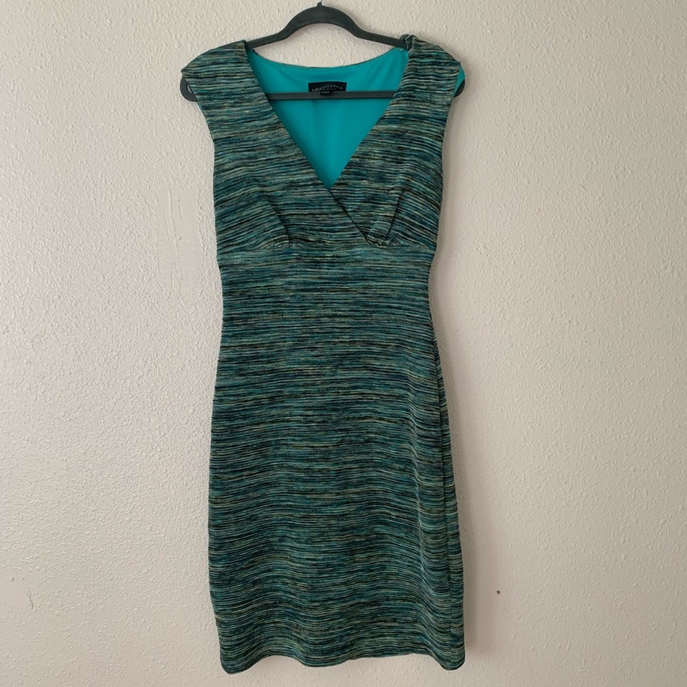 Green midi dress with v-neck